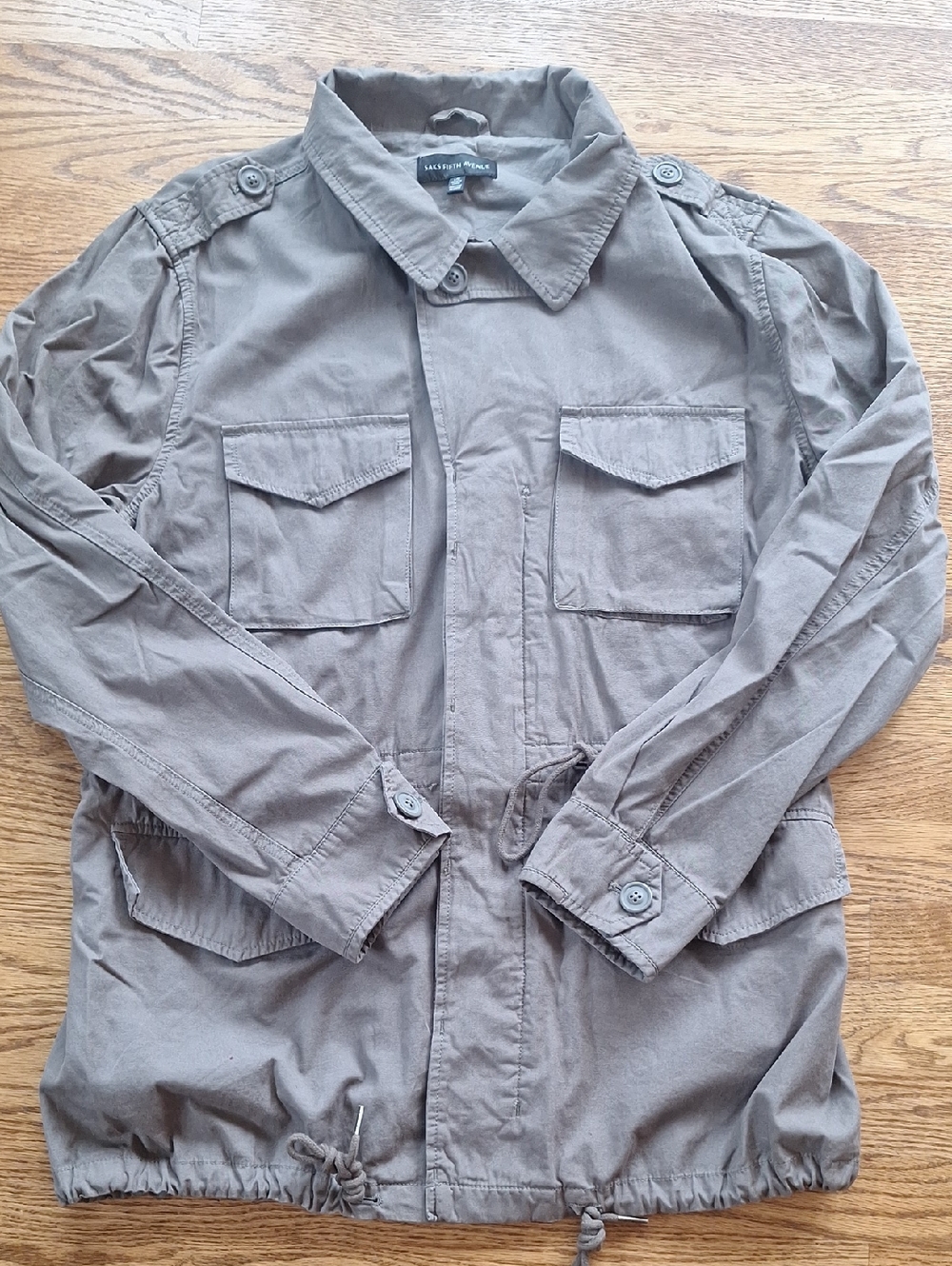 Saks Fifth Avenue Taupe Cotton Military Jacket L